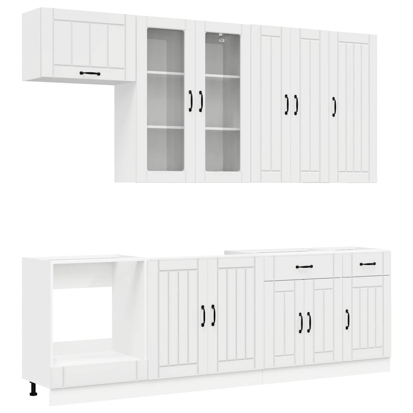vidaXL Kitchen Unit LUCCA 8 pcs High Gloss White Engineered Wood