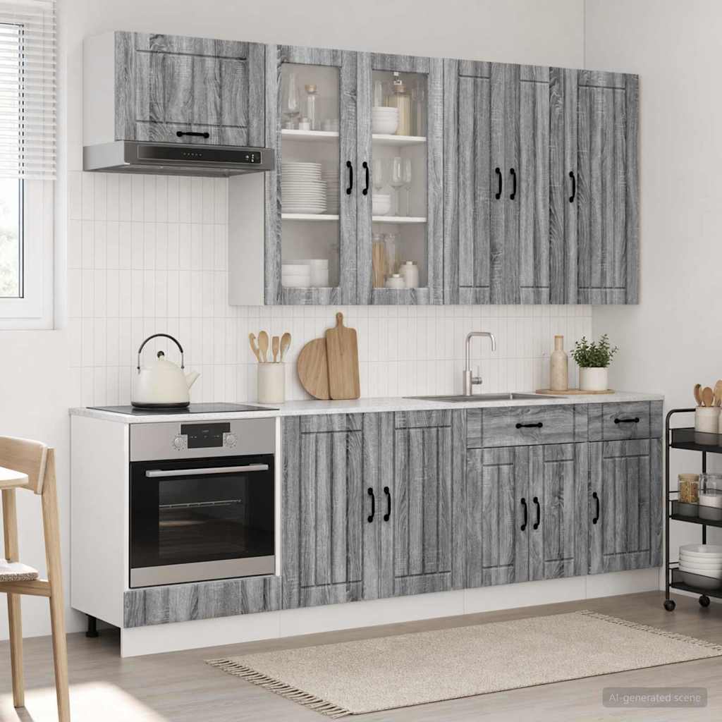 vidaXL Kitchen Unit LUCCA 8 pcs Grey Sonoma Engineered Wood