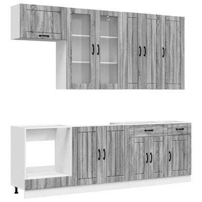 vidaXL Kitchen Unit LUCCA 8 pcs Grey Sonoma Engineered Wood