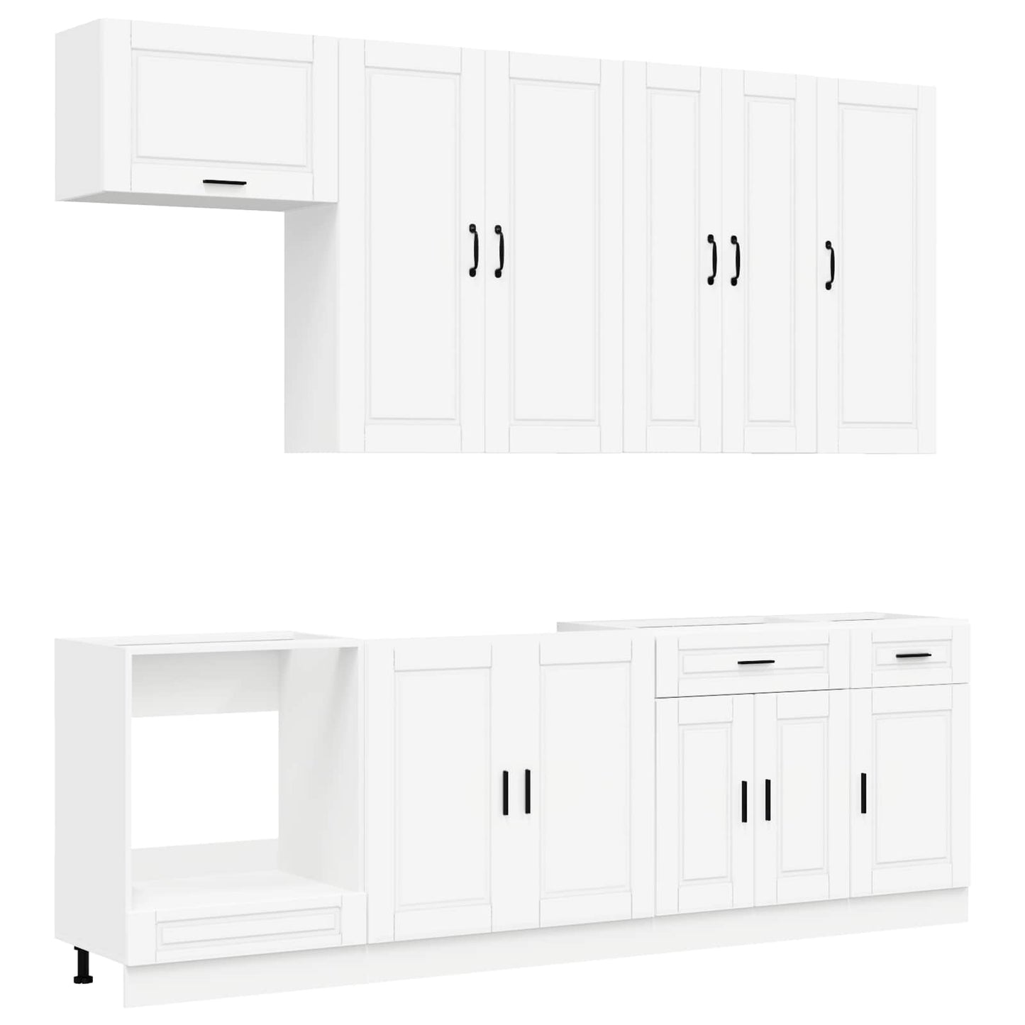 vidaXL Cabinet Set with Drawer with Shelf 8 pcs White Engineered Wood