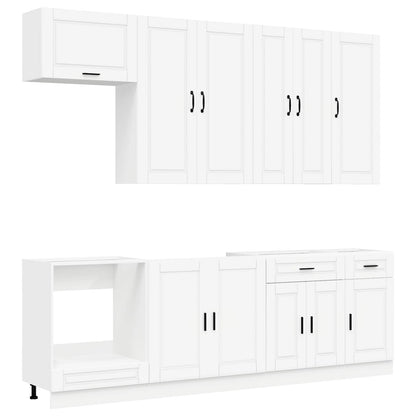 vidaXL Cabinet Set with Drawer with Shelf 8 pcs White Engineered Wood