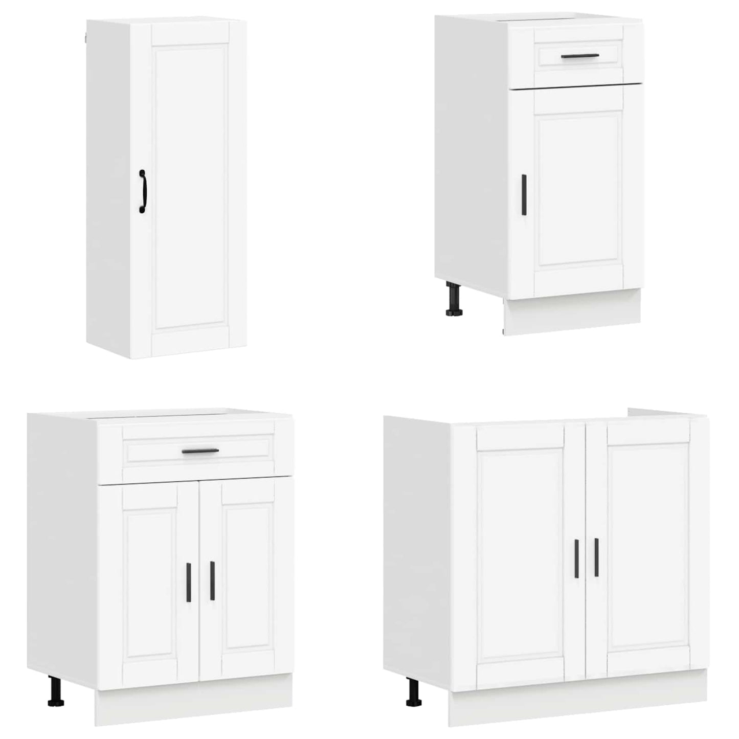 vidaXL Cabinet Set with Drawer with Shelf 8 pcs White Engineered Wood