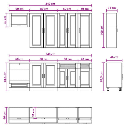 vidaXL Cabinet Set with Drawer with Shelf 8 pcs White Engineered Wood