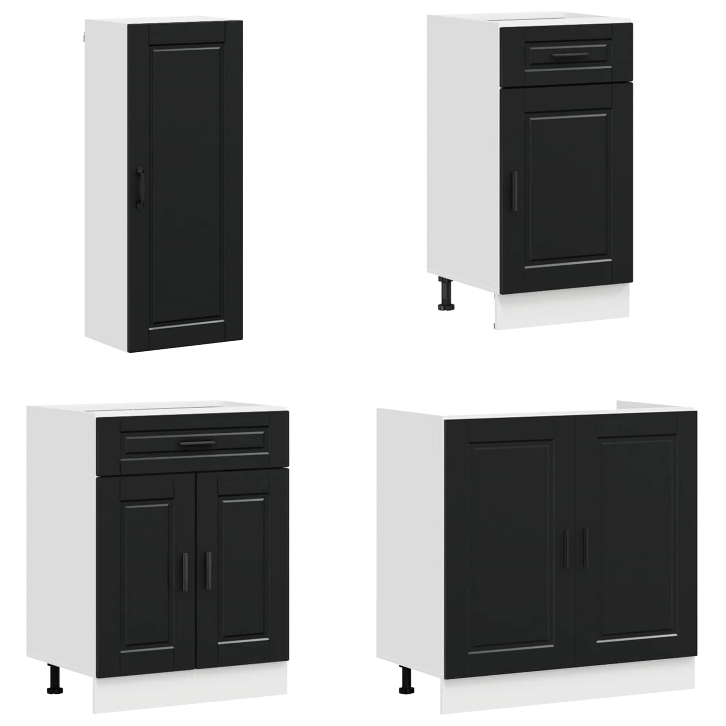 vidaXL Kitchen Unit PORTO 8 pcs Black Engineered Wood