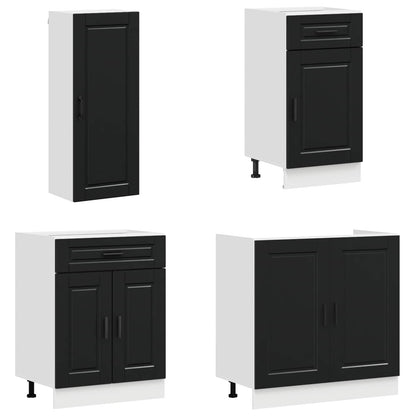 vidaXL Kitchen Unit PORTO 8 pcs Black Engineered Wood