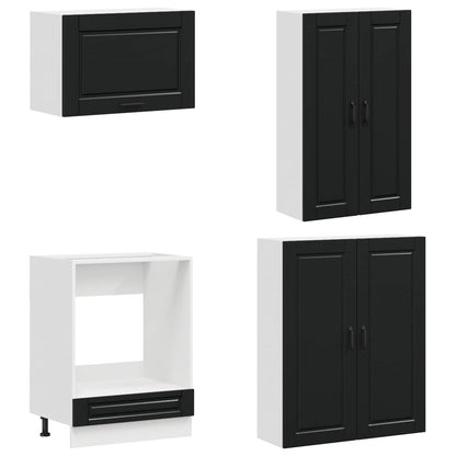 vidaXL Kitchen Unit PORTO 8 pcs Black Engineered Wood