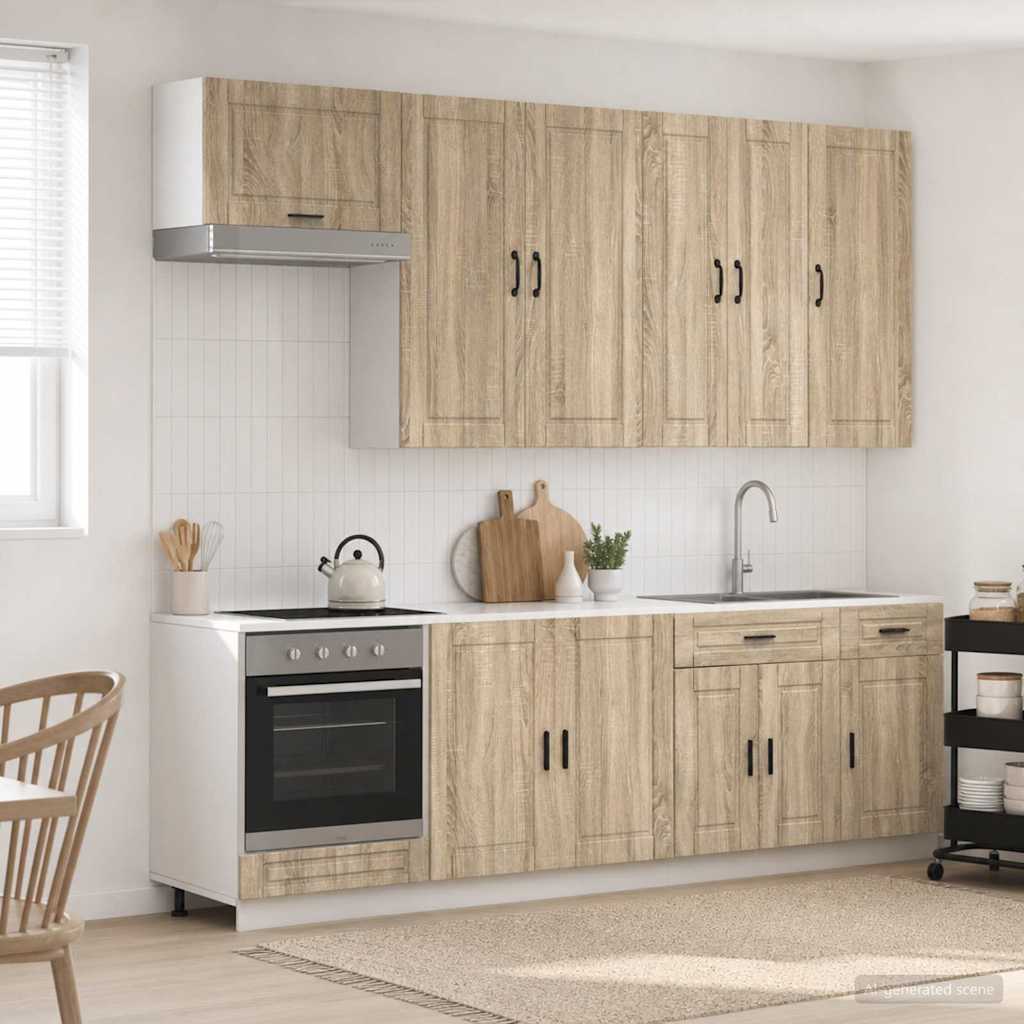 vidaXL Kitchen Unit PORTO 8 pcs Sonoma Oak Engineered Wood