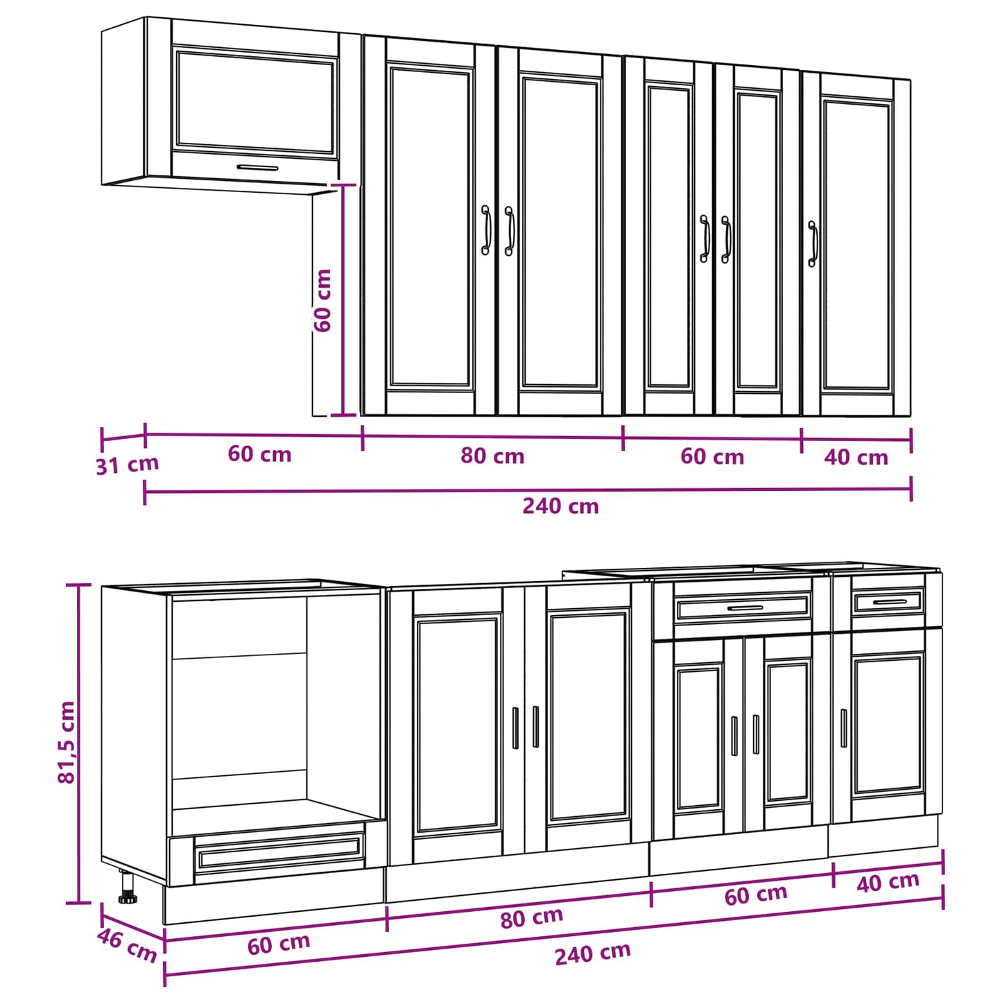 vidaXL Kitchen Unit PORTO 8 pcs Sonoma Oak Engineered Wood