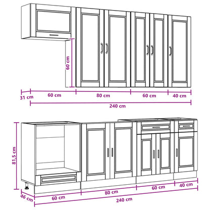 vidaXL Kitchen Unit PORTO 8 pcs Sonoma Oak Engineered Wood