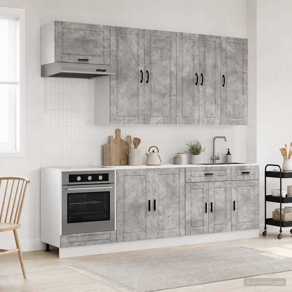 vidaXL Kitchen Unit PORTO 8 pcs Concrete Grey Engineered Wood