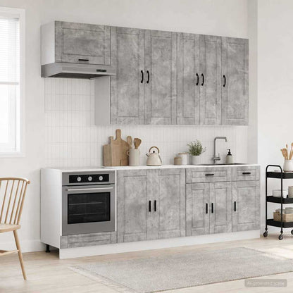 vidaXL Kitchen Unit PORTO 8 pcs Concrete Grey Engineered Wood