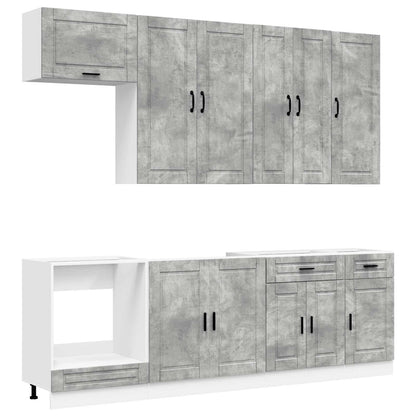 vidaXL Kitchen Unit PORTO 8 pcs Concrete Grey Engineered Wood