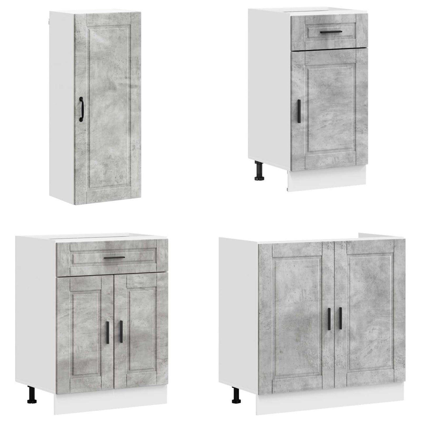 vidaXL Kitchen Unit PORTO 8 pcs Concrete Grey Engineered Wood