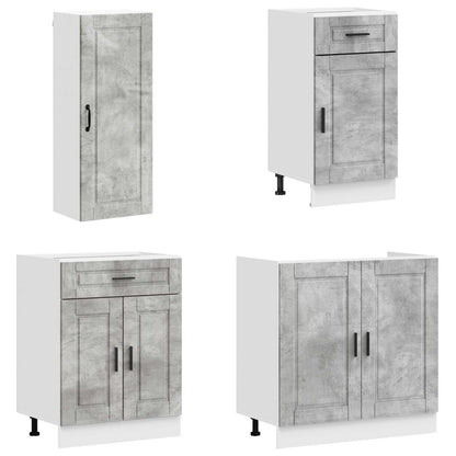 vidaXL Kitchen Unit PORTO 8 pcs Concrete Grey Engineered Wood