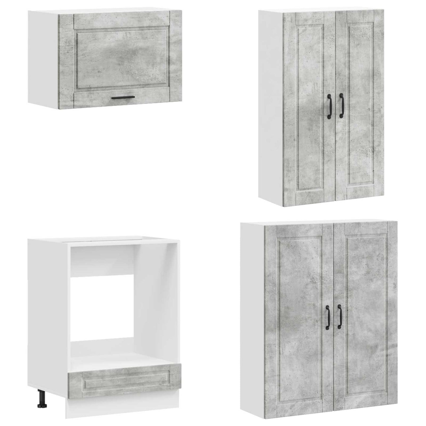 vidaXL Kitchen Unit PORTO 8 pcs Concrete Grey Engineered Wood