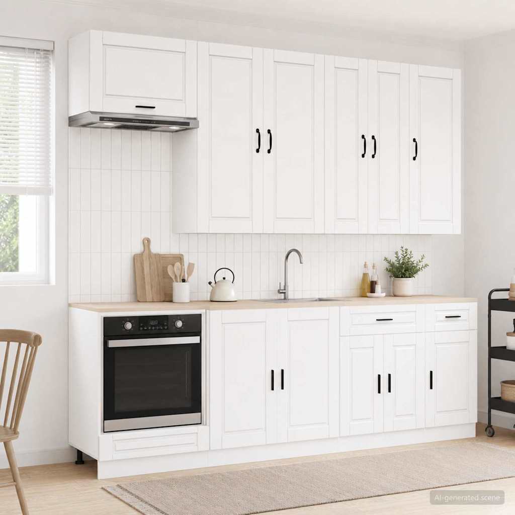 vidaXL Kitchen Unit PORTO 8 pcs High Gloss White Engineered Wood
