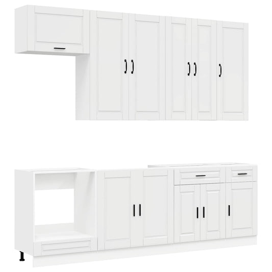 vidaXL Kitchen Unit PORTO 8 pcs High Gloss White Engineered Wood
