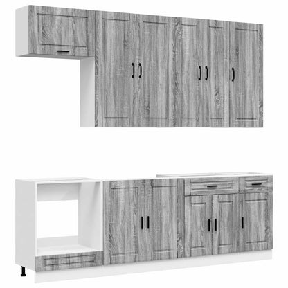 vidaXL Kitchen Unit PORTO 8 pcs Grey Sonoma Engineered Wood