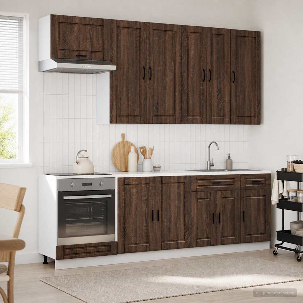 vidaXL Kitchen Unit PORTO 8 pcs Brown Oak Engineered Wood