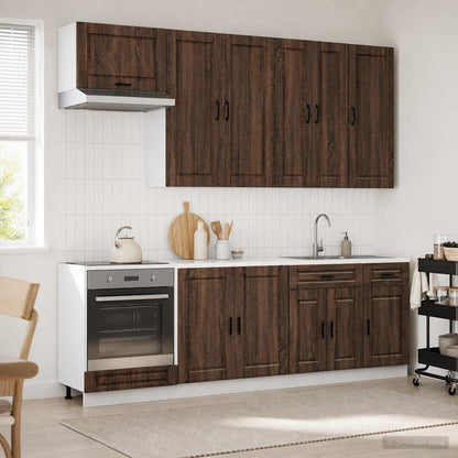 vidaXL Kitchen Unit PORTO 8 pcs Brown Oak Engineered Wood