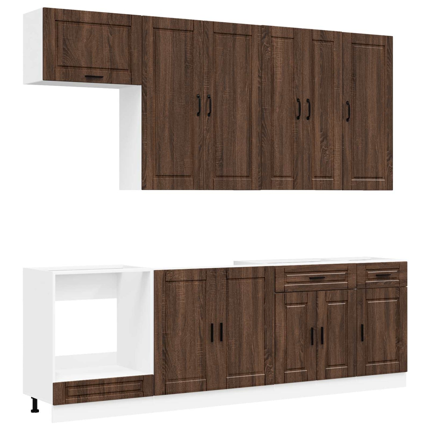 vidaXL Kitchen Unit PORTO 8 pcs Brown Oak Engineered Wood