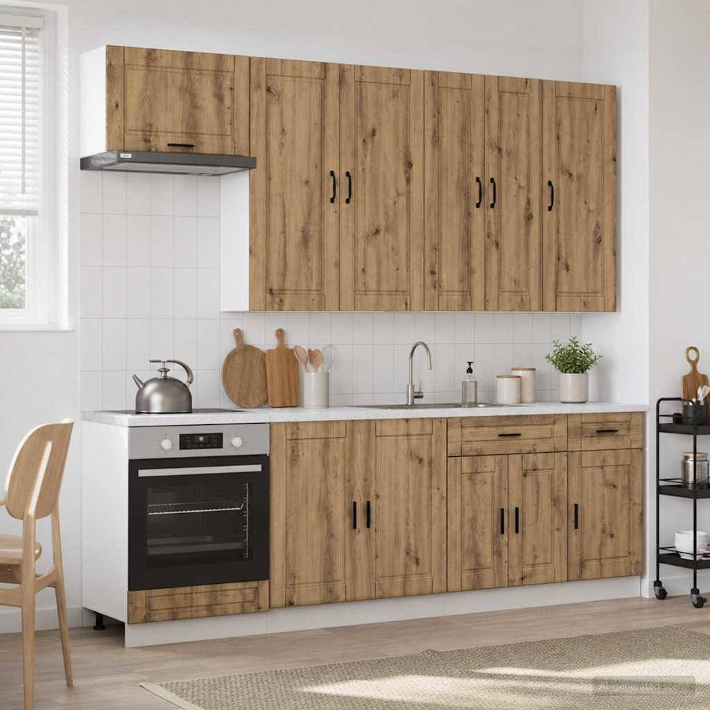 vidaXL Kitchen Unit PORTO 8 pcs Artisan Oak Engineered Wood