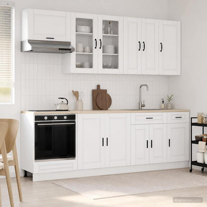 vidaXL Kitchen Unit PORTO 8 pcs White Engineered Wood