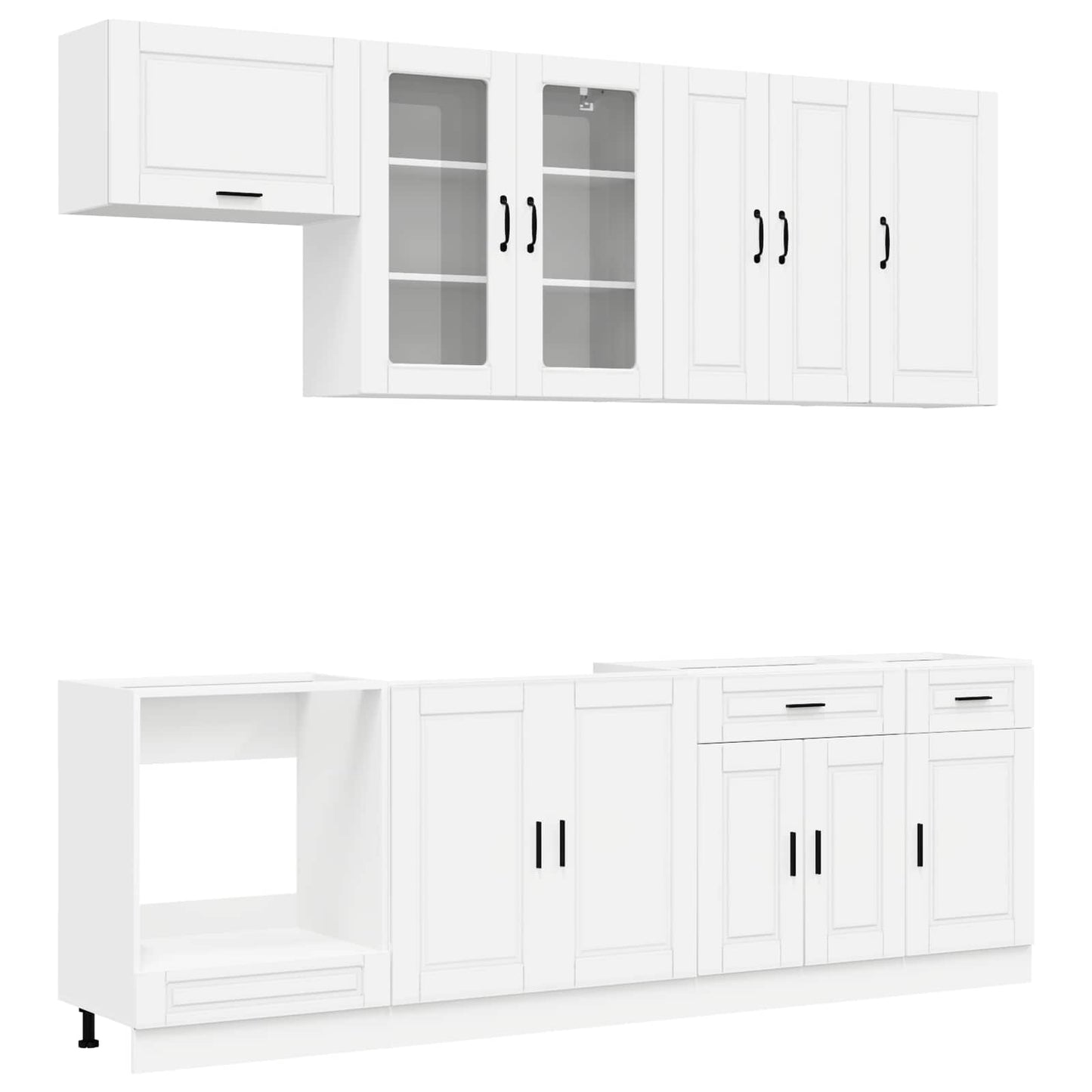 vidaXL Cabinet Set with Drawer with Shelf 8 pcs White Engineered Wood