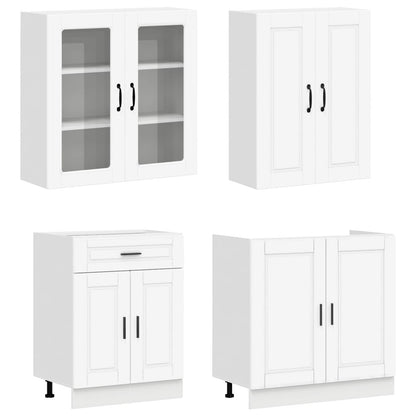 vidaXL Cabinet Set with Drawer with Shelf 8 pcs White Engineered Wood