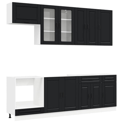vidaXL Kitchen Unit PORTO 8 pcs Black Engineered Wood
