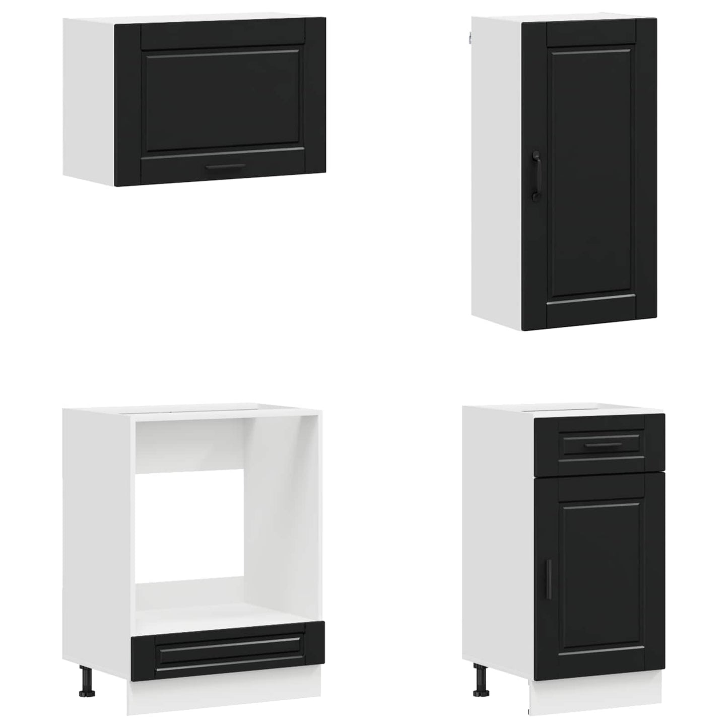 vidaXL Kitchen Unit PORTO 8 pcs Black Engineered Wood