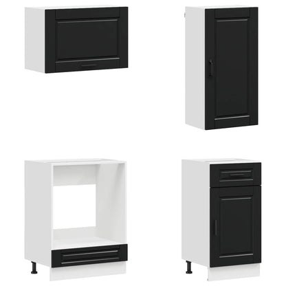 vidaXL Kitchen Unit PORTO 8 pcs Black Engineered Wood