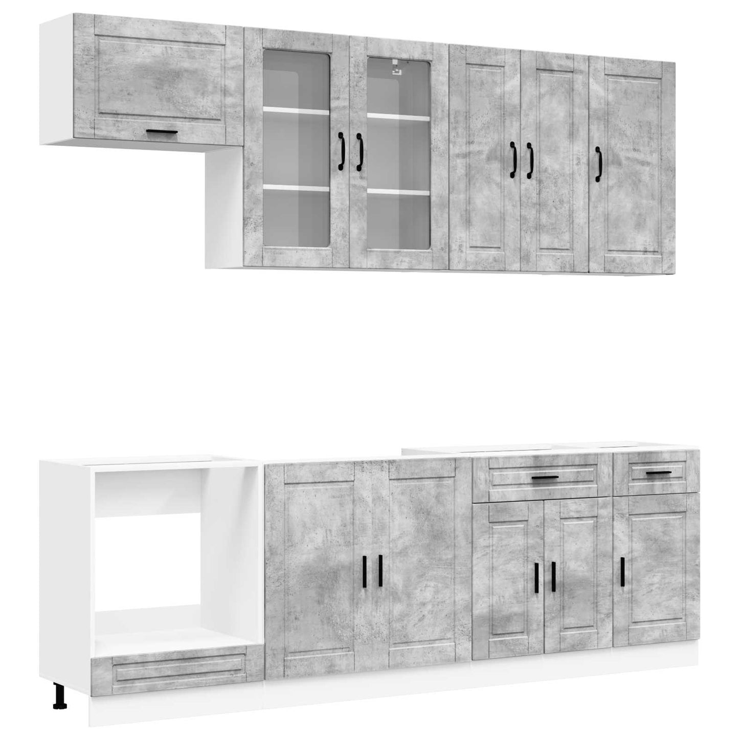 vidaXL Kitchen Unit PORTO 8 pcs Concrete Grey Engineered Wood