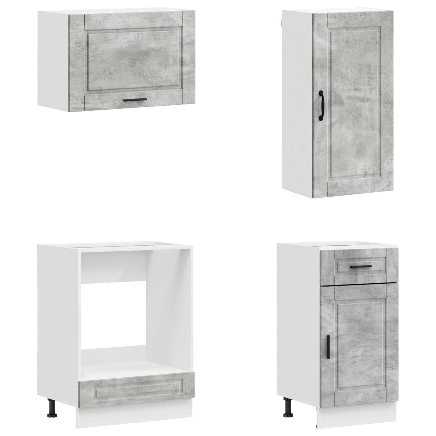 vidaXL Kitchen Unit PORTO 8 pcs Concrete Grey Engineered Wood