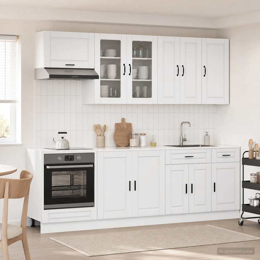 vidaXL Kitchen Unit PORTO 8 pcs High Gloss White Engineered Wood