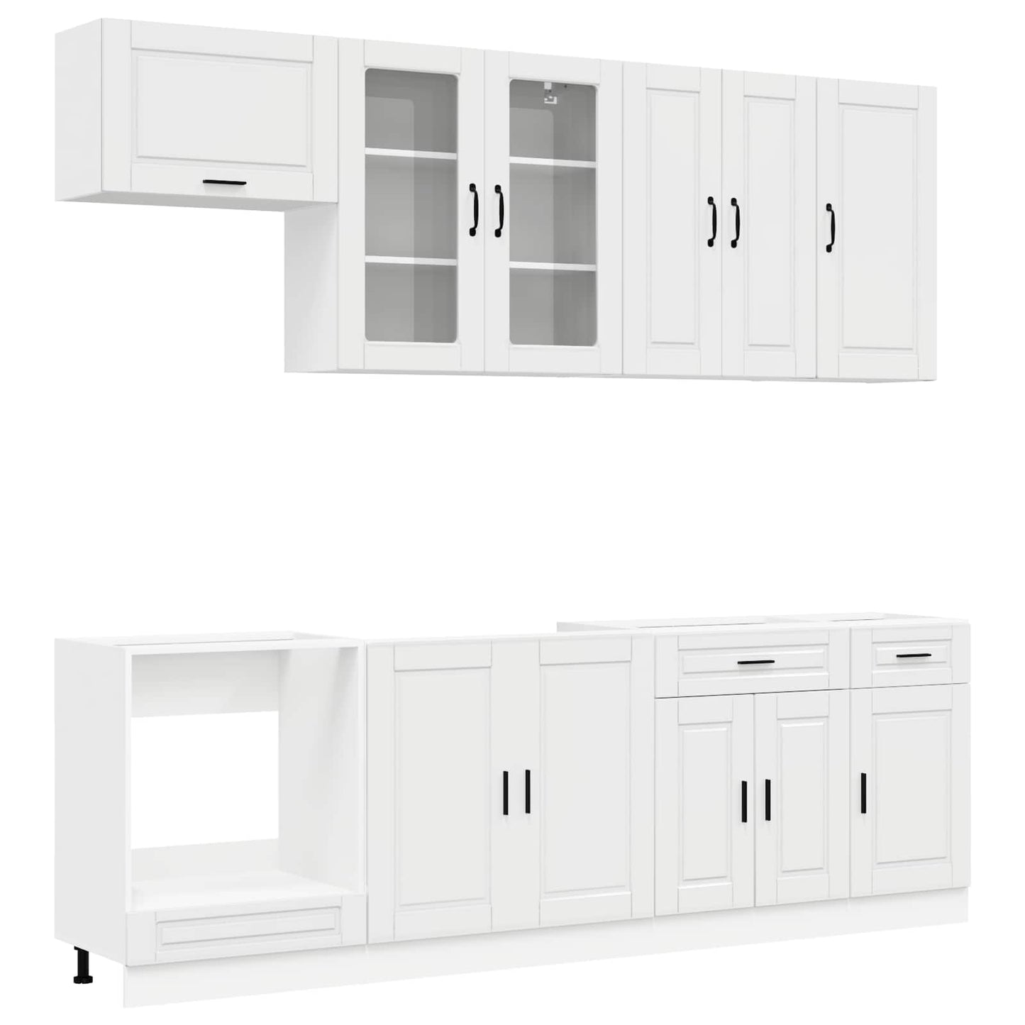 vidaXL Kitchen Unit PORTO 8 pcs High Gloss White Engineered Wood