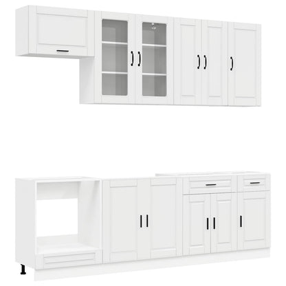 vidaXL Kitchen Unit PORTO 8 pcs High Gloss White Engineered Wood