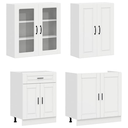 vidaXL Kitchen Unit PORTO 8 pcs High Gloss White Engineered Wood