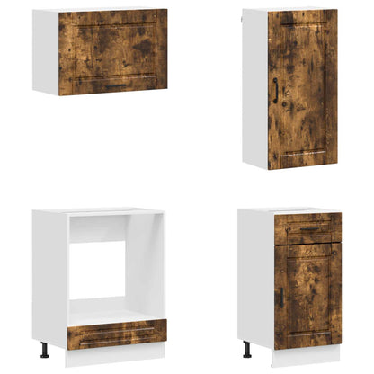 vidaXL Kitchen Unit PORTO 8 pcs Smoked Oak Engineered Wood