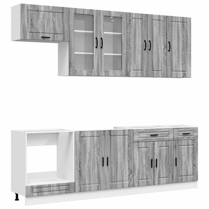 vidaXL Kitchen Unit PORTO 8 pcs Grey Sonoma Engineered Wood