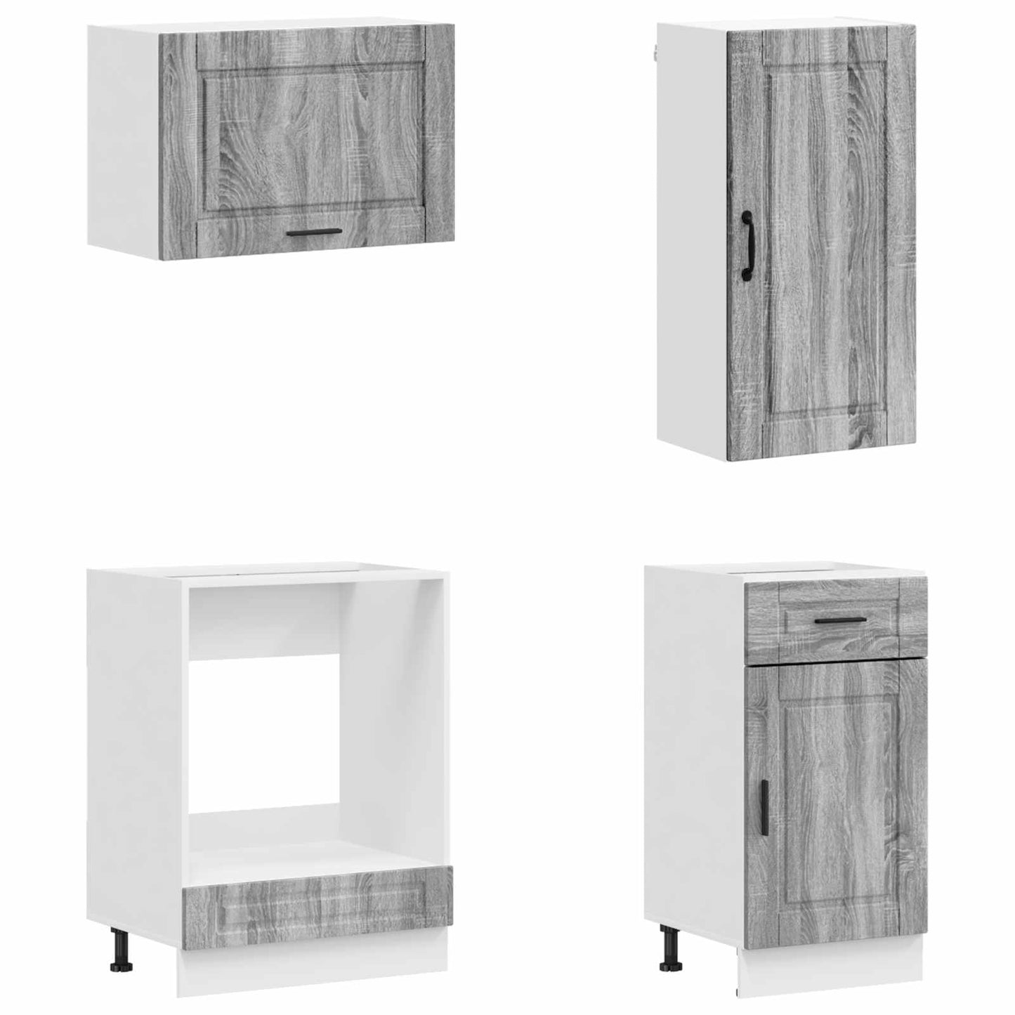 vidaXL Kitchen Unit PORTO 8 pcs Grey Sonoma Engineered Wood