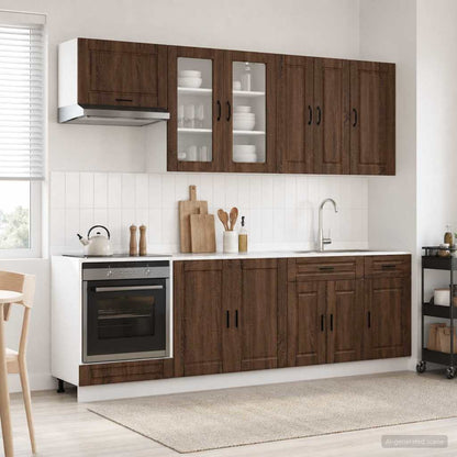 vidaXL Kitchen Unit PORTO 8 pcs Brown Oak Engineered Wood
