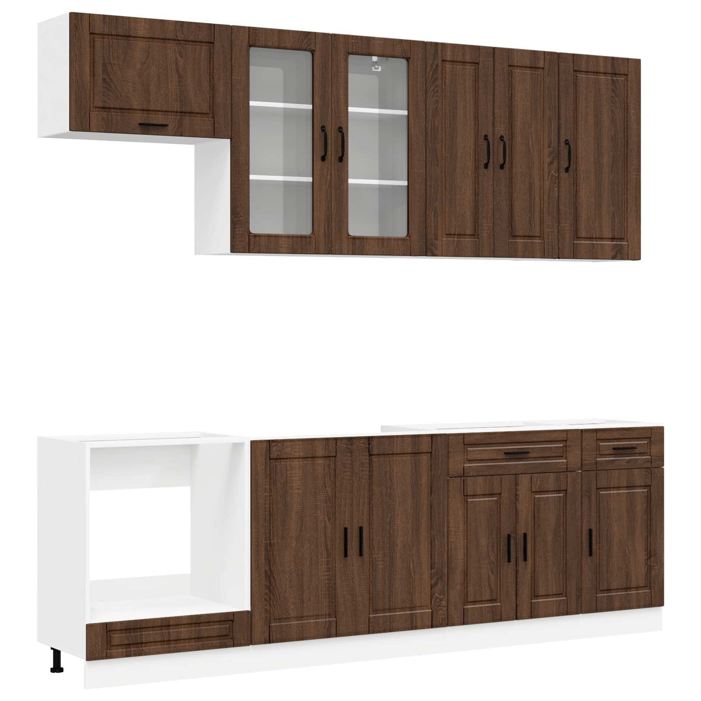 vidaXL Kitchen Unit PORTO 8 pcs Brown Oak Engineered Wood
