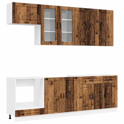 vidaXL Kitchen Unit PORTO 8 pcs Old Wood Engineered Wood