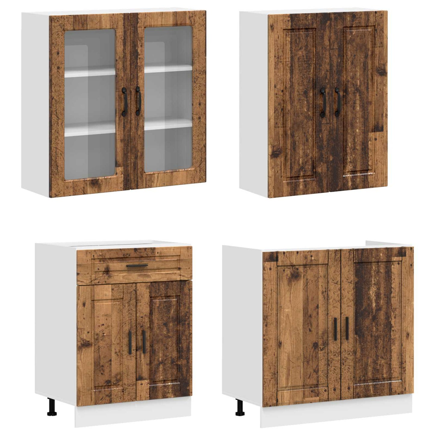 vidaXL Kitchen Unit PORTO 8 pcs Old Wood Engineered Wood