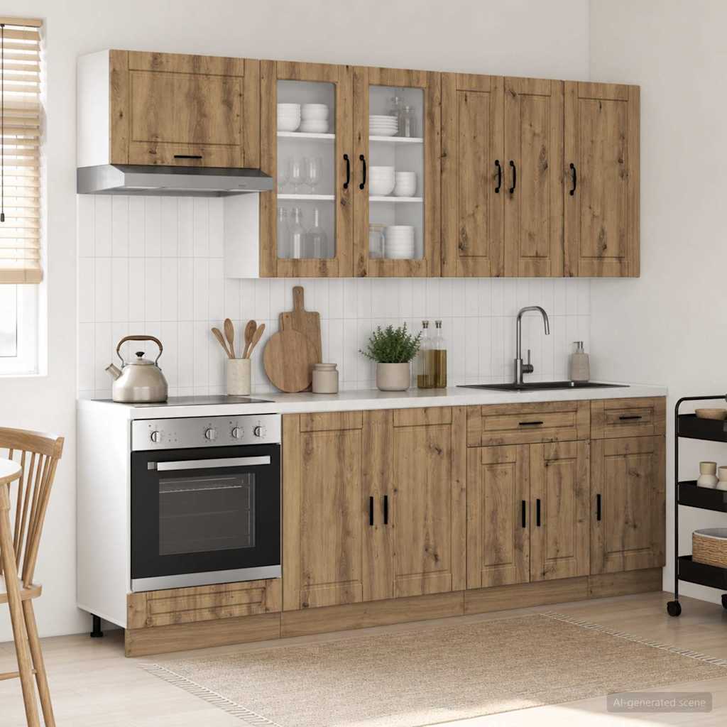 vidaXL Kitchen Unit PORTO 8 pcs Artisan Oak Engineered Wood
