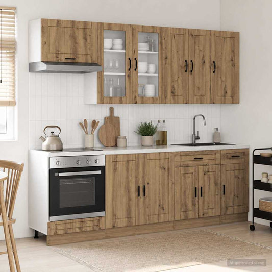 vidaXL Kitchen Unit PORTO 8 pcs Artisan Oak Engineered Wood
