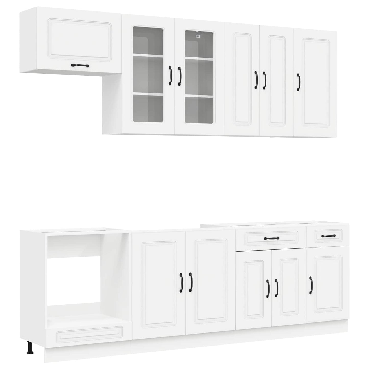 vidaXL Cabinet Set with Drawer with Shelf 8 pcs White Engineered Wood