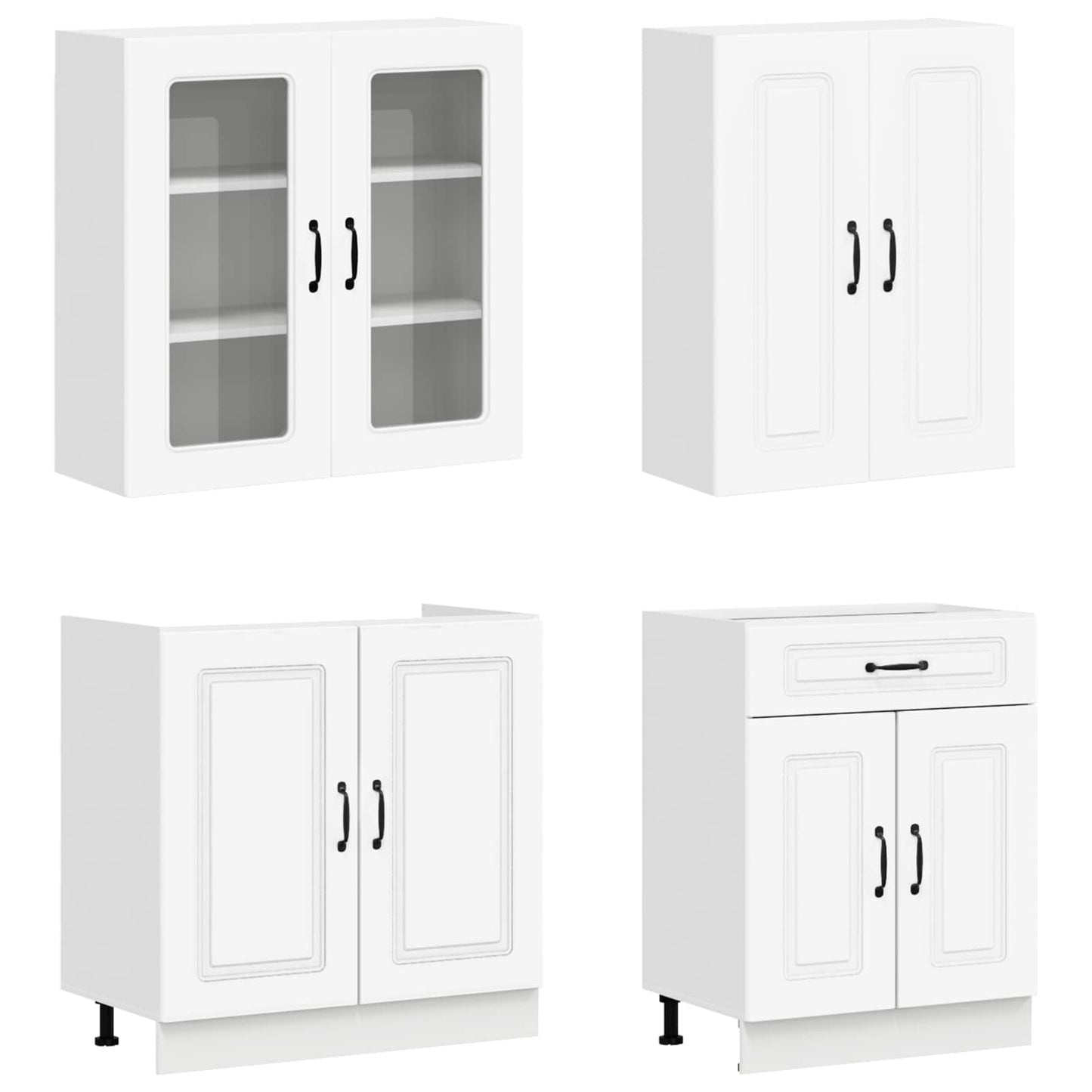 vidaXL Cabinet Set with Drawer with Shelf 8 pcs White Engineered Wood