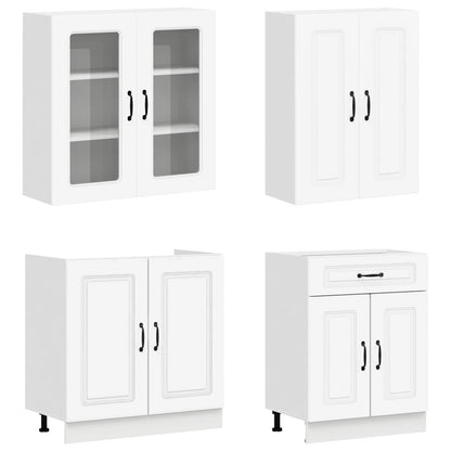 vidaXL Cabinet Set with Drawer with Shelf 8 pcs White Engineered Wood